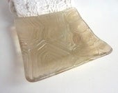 Rose Brown Fused Glass Turtle Shell Imprint Square Plate