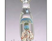 SALE - Glass Mushroom Bead lampwork pendant shroom necklace - Glass Peace glass jewelry (5270)