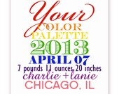 Date Poster in Your Choice of Colors, 11 X 14