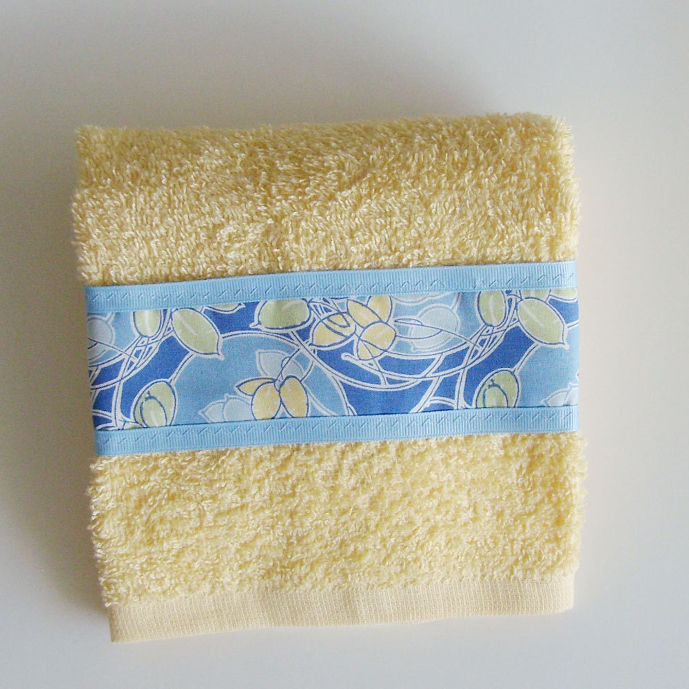 blue and yellow hand towels