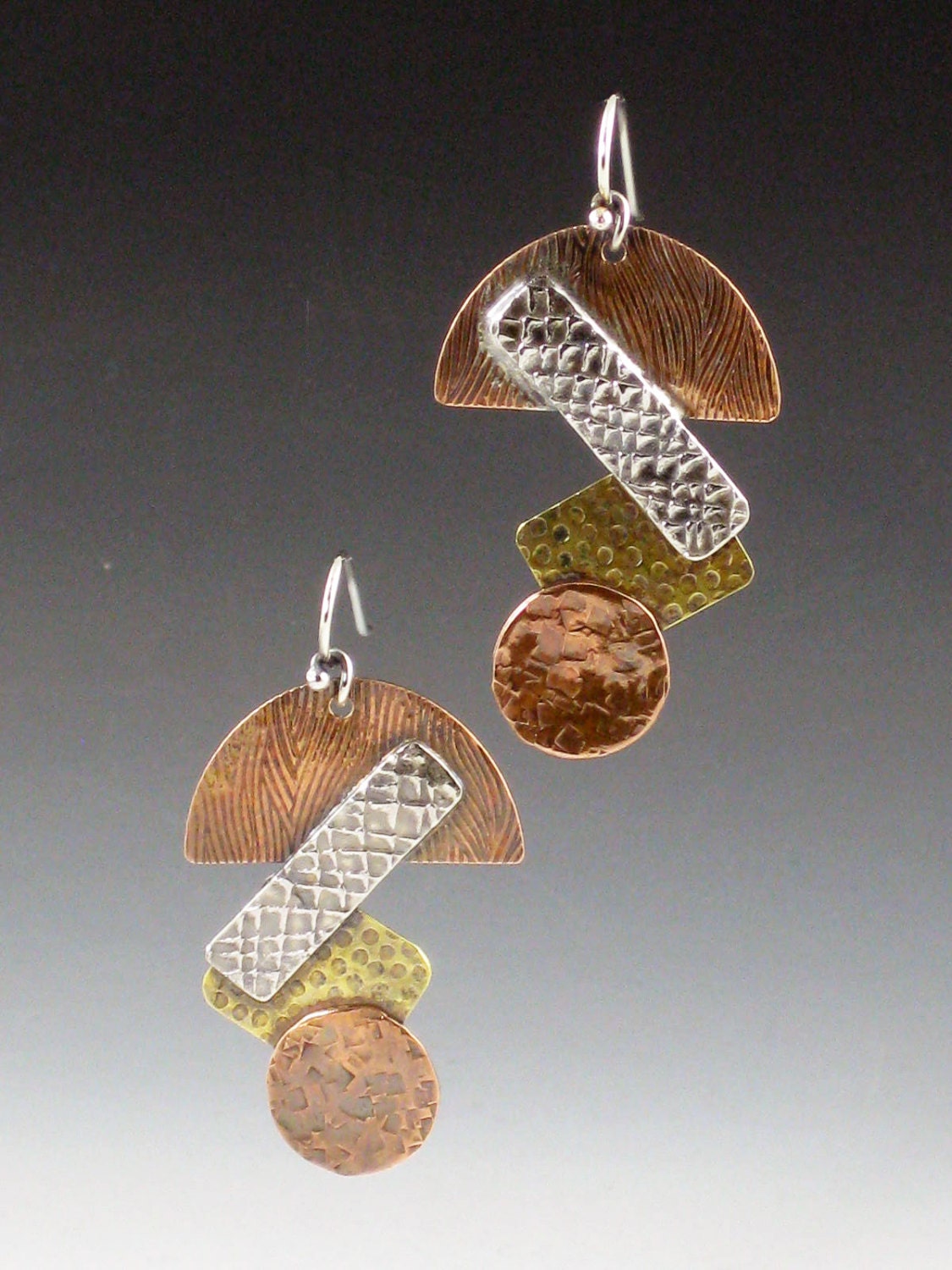 Mixed Metal Shapes Earrings
