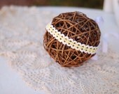 Rustic Prairie Spring Yellow and White Scalloped Newborn Tie-Back Headband