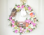 Pink Petunia Wreath - Silk Floral Wreath - Pinks - Outdoor Gardening Wreath - Front Door Decoration