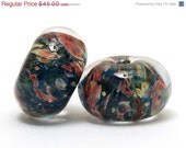 ON SALE 40% OFF Handmade Glass Lampwork Bead Set - Six Multi-color w/Blue & Orange Rondelle Beads 11006621