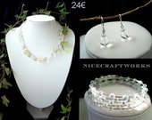SALE - Clear White Glass Jewelry Set