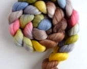 Organic Polwarth/Mulberry Silk Roving - Hand Dyed Spinning or Felting Fiber, Girlfriends