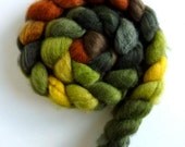 BFL Wool Roving - Hand Painted Spinning or Felting Fiber, 4 ounces, Summer Rust