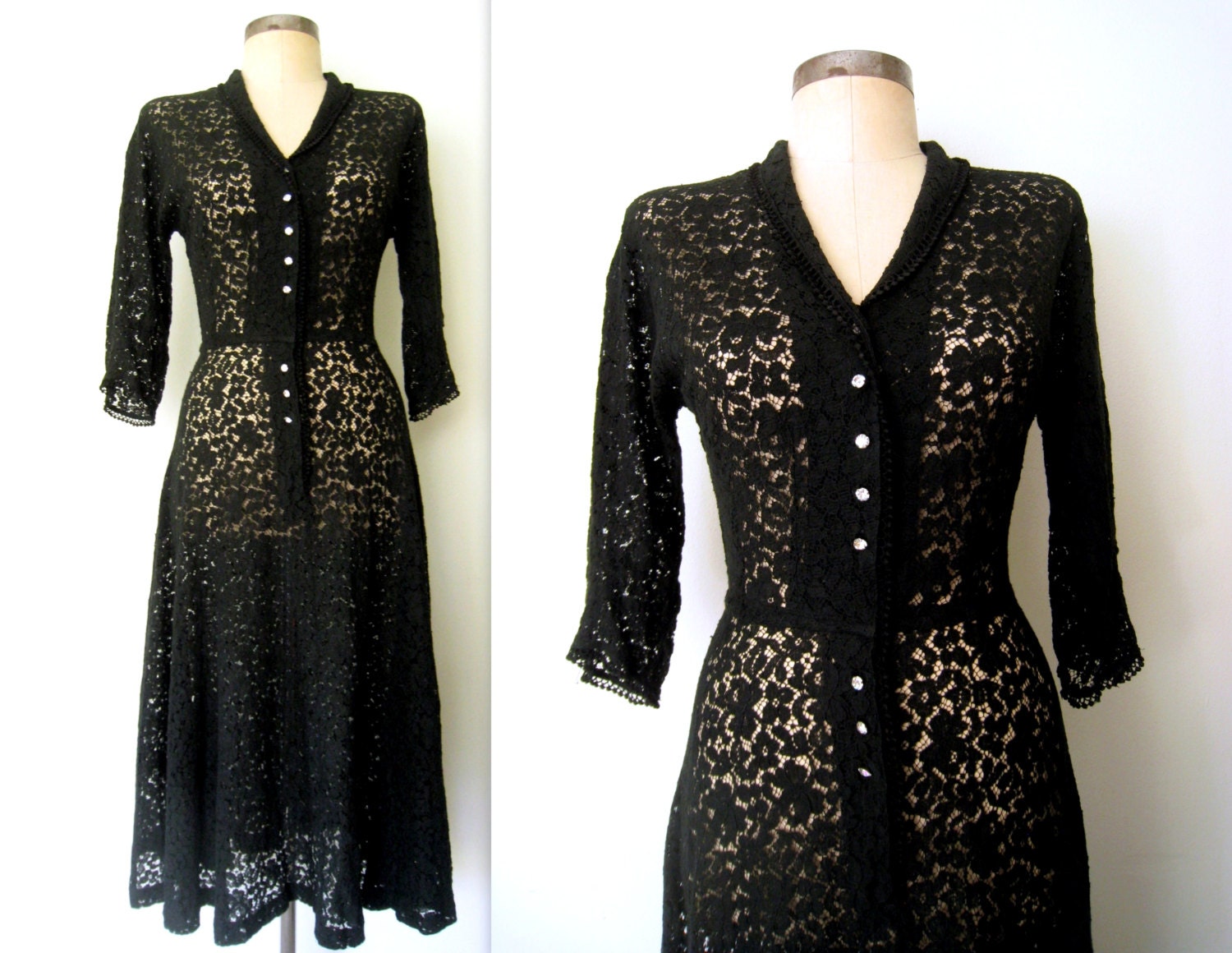 1950s Lace Dress // Sheer Lace Dress // Temptress in Lace