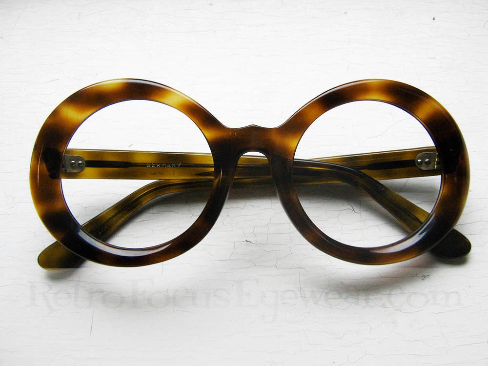 Made in Germany 1960's Vintage Eyewear Oversized Tortoise Round Eyeglass Frames