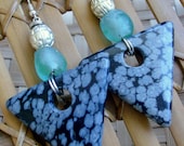African Tribal Princess Earrings - Obsidian Arrow Head  - Bohemian Jewelry - stoneandbone