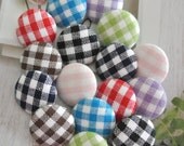 Handmade Fabric Buttons - Brown Red Blue Green Pink Black White Country Checks Handmade Fabric Buttons 0.8 Inch 5's CHOOSE COLOR