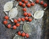 SALE use coupon code- rare antique stigmata rosary- hands  feet  and heart of jesus