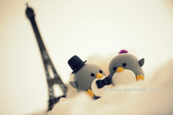LOVE ANGELS Wedding Cake Topper-love Penguins with sweet heart