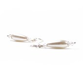Pearl Teardrop Earrings, Handmade Sterling Silver, Pearl & Swarovski Crystal Earrings, White Pearls Earrings, Bridal Wedding Bridesmaid Gift