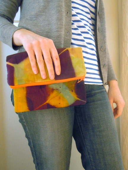 Large hand-dyed zipper pouch