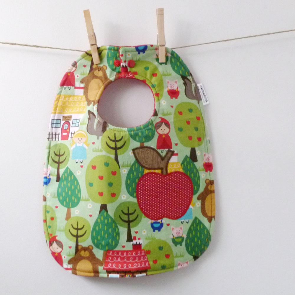 Fariy Tale Baby Bib with an Apple Applique - Cute Baby Shower GIft