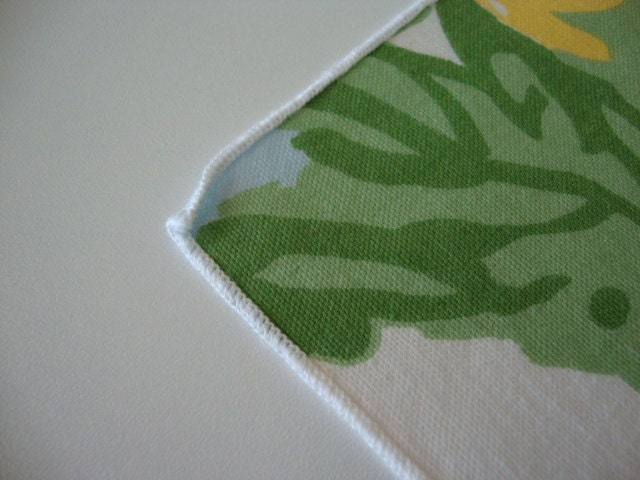 Vintage cloth napkins, eco friendly, yellow blue purple iris daisy flowers, set of 10 ten