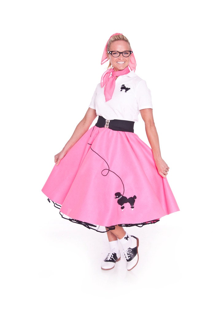 3 pc 50's Poodle Skirt Outfit Adult - You choose Size/Color