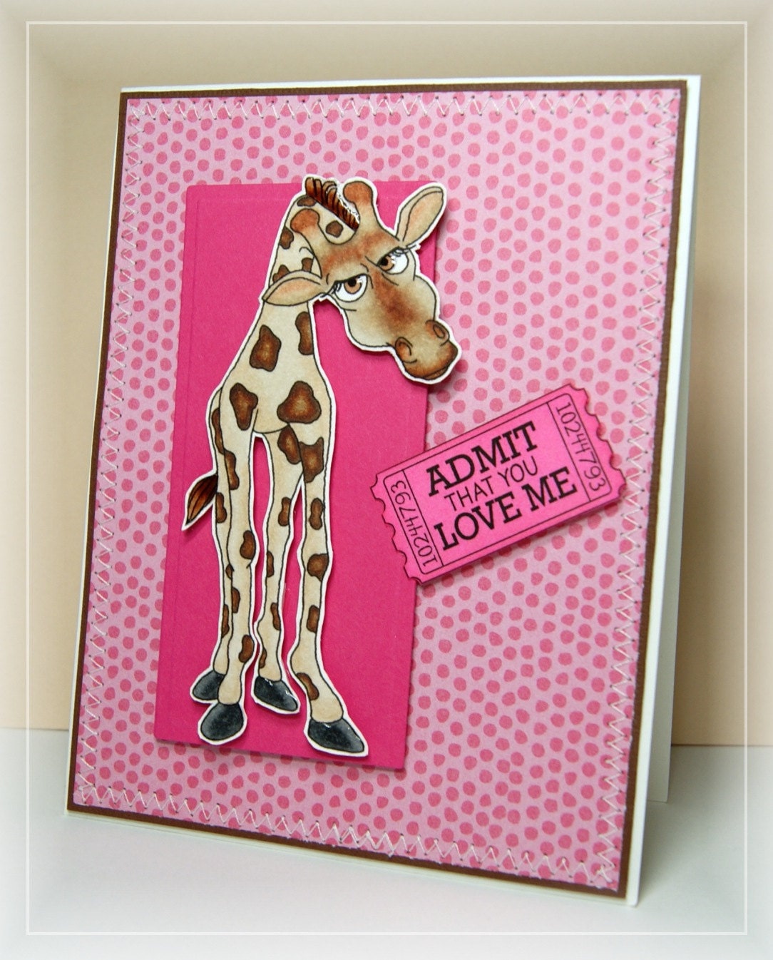 Giraffe Admit Your Love Handmade Card