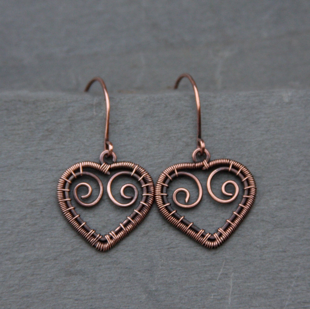 Hearts Made of Metal oOo Copper Earrings