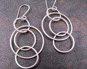 Sterling Silver Hoops. Circle Dangle Earrings. Everyday Silver Jewelry