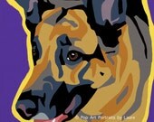 8x10 Pop Art German Shepherd Dog Print of Painting Signed by Artist