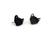 Acrylic Black Kitty Cat Post Earrings