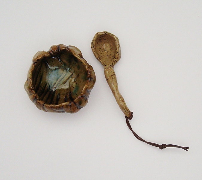 Small Decorative Spoon, Rustic Primitive Twisted, Hobbitware