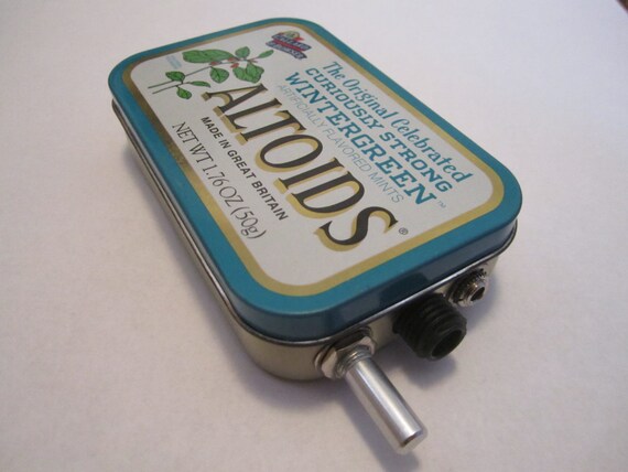 Portable Mint Tin Guitar Amp, Headphone Amp, MP3 Amp w/ Speaker, Volume Control, & 10X Gain (Wintergreen Altoids)