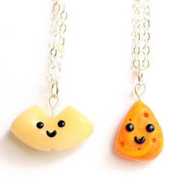 Kawaii Friendship Macaroni and Cheese Best Friend Necklaces Miniature Food Jewelry