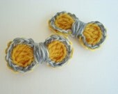 Two-Tone Crochet Bow Hair Clips - Set of 2