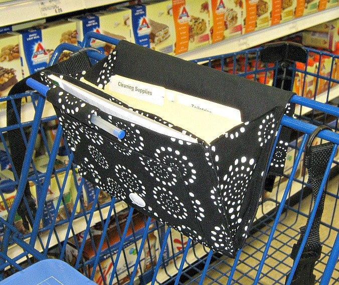 Black and White Fireworks Ultra Shopping Cart Coupon Organizer-attaches to shopping cart