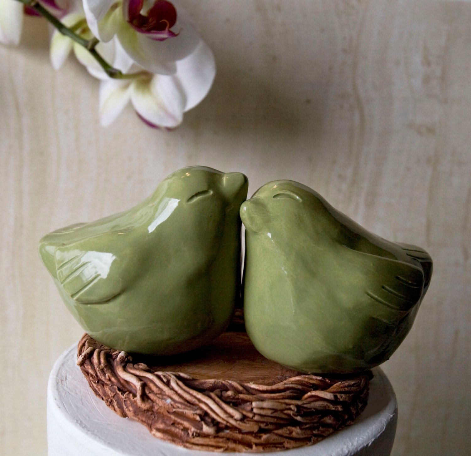 Sage Green Love BIrd Cake Topper