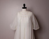 Vintage 1950's Chiffon Peignoir Robe Nightgown Honeymoon Small