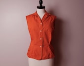 Vintage 1960's Orange Sleeveless Kerrybrooke Shirt Medium Large