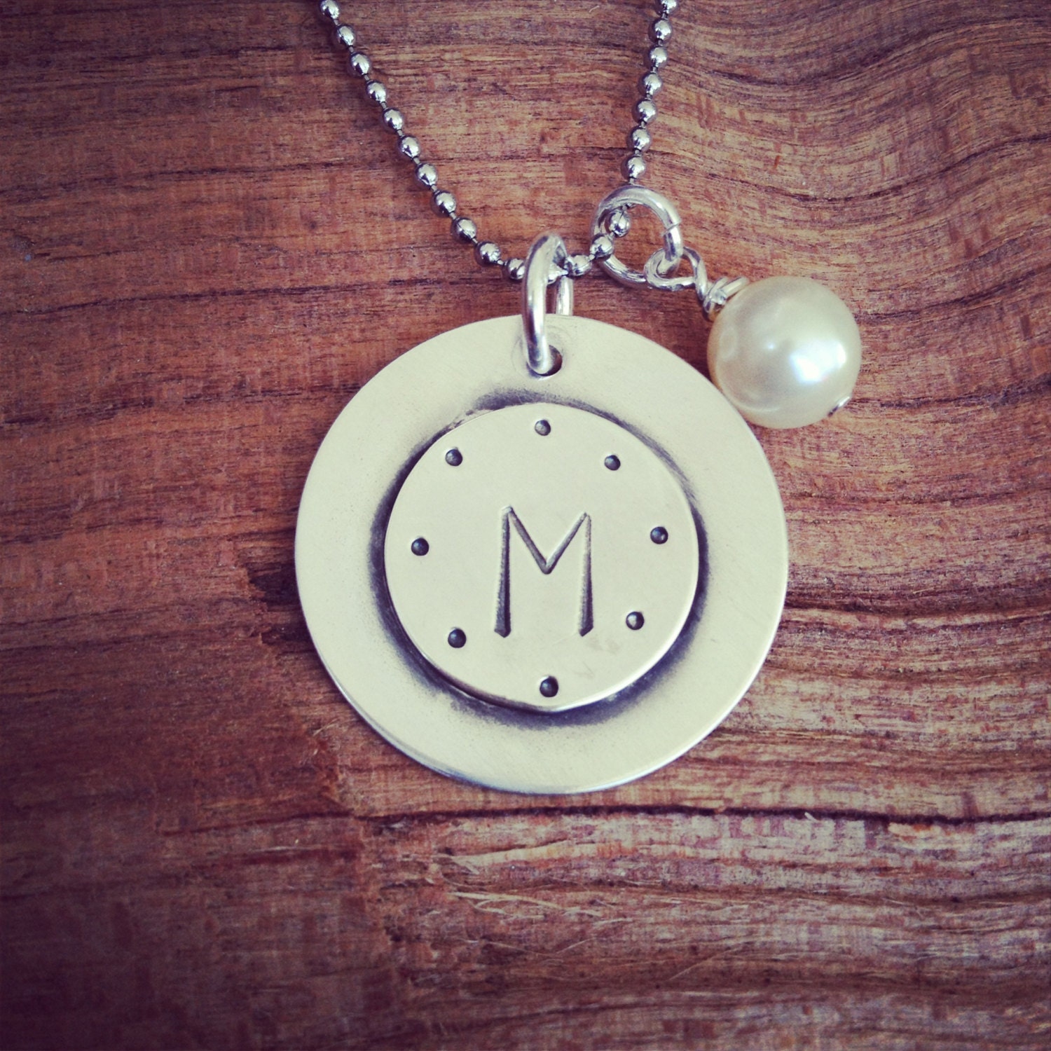 Hand Stamped Soldered Initial Pendant Tag Necklace