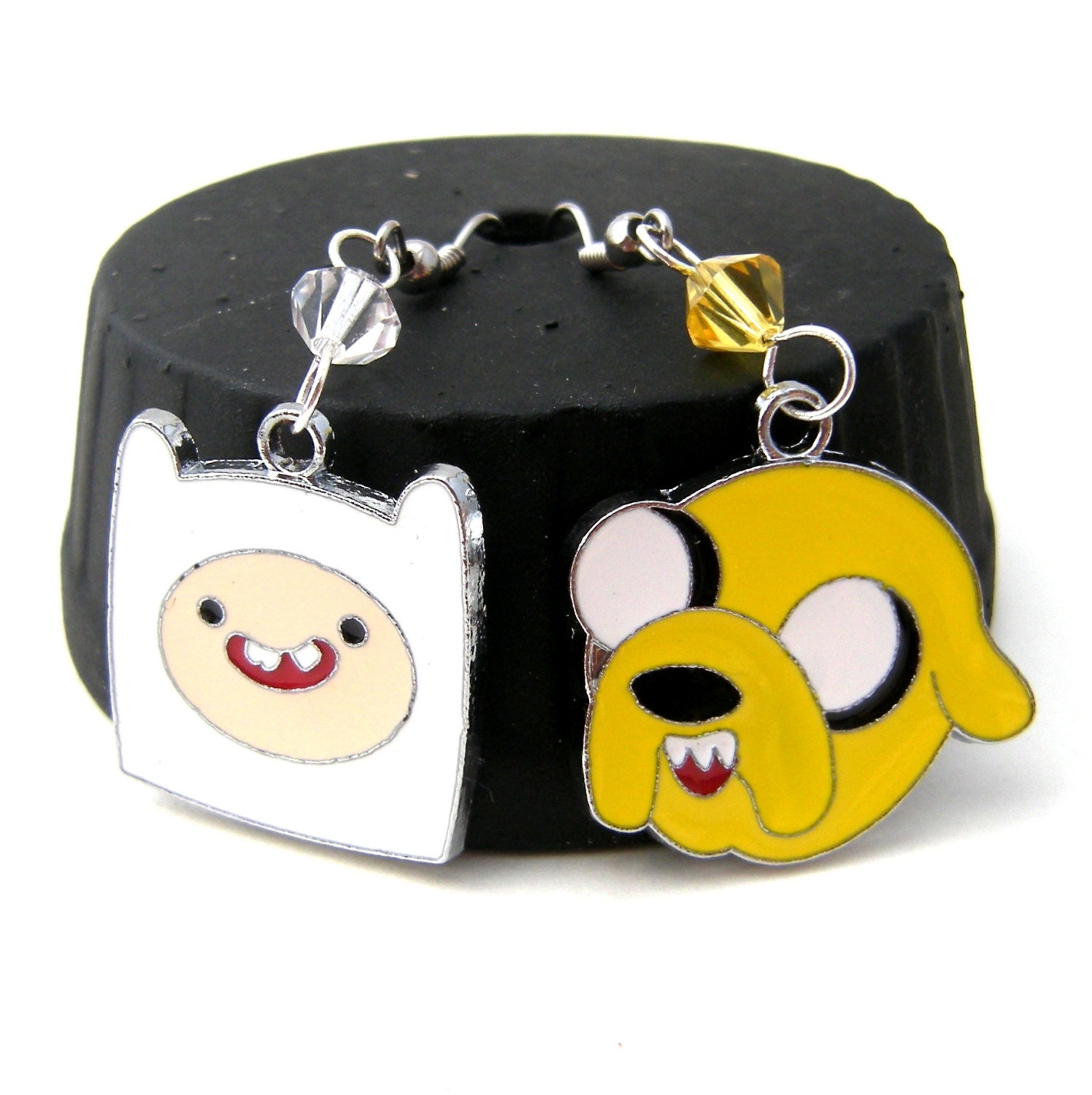 Adventure Time Finn and Jake Crystal Earrings,  Geek Jewelry, Cartoon Accessory Costume Anime Cosplay