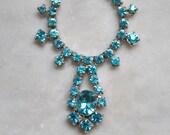 Aquamarine Rhinestone Necklace - Gorgeous