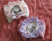 two bow fairy kawaii hair clips lace duel brooch purple applique