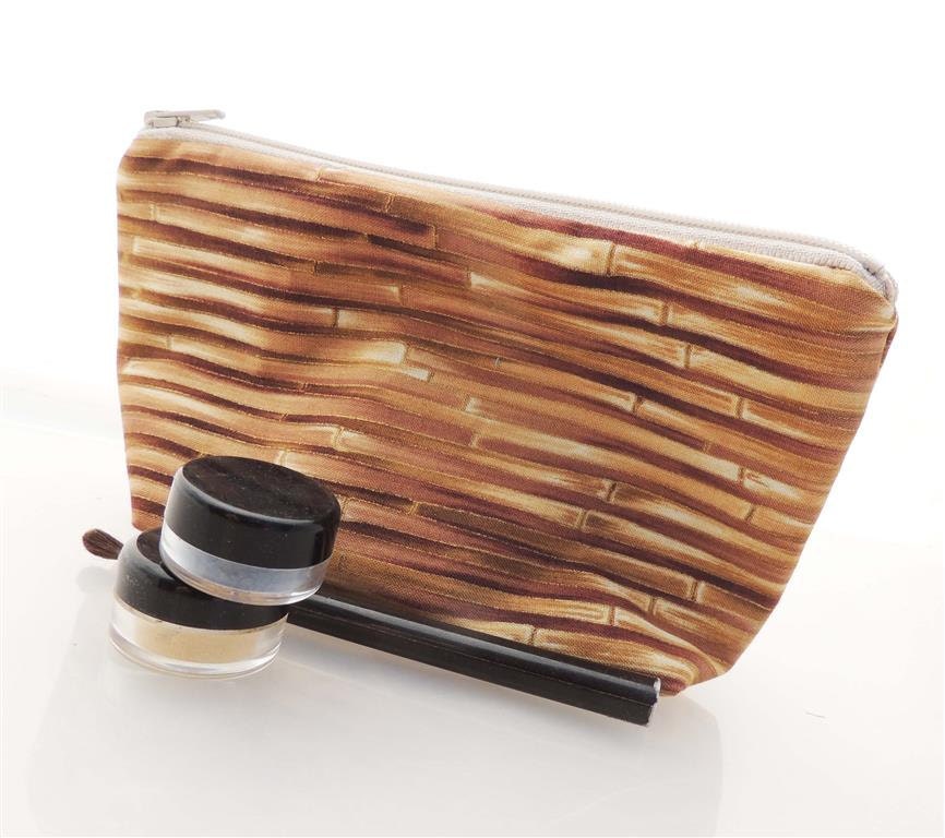 Brown Bamboo Zippered Pouch