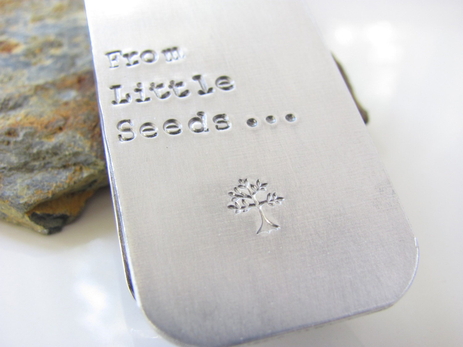 Money Clip - Hand Stamped Aluminum - From Little Seeds ...........  Mighty Oaks