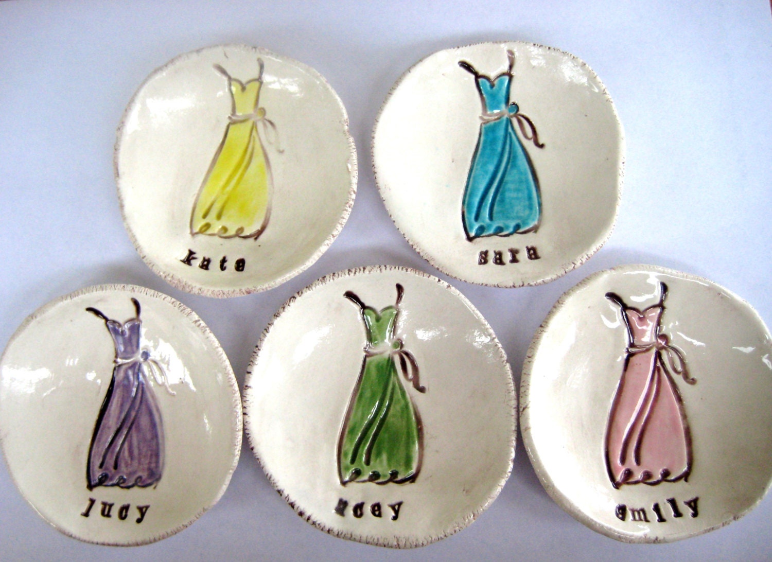 Bridesmaid Gift Jewelry Dishes Set of Five (5) Dish set No. 6