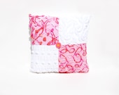 Chenille Pillow - Pink Mikka - Hot Pink, Ballerina Pink, Coral, Soft Orange White Vintage Chenille Handmade Charm Pillow