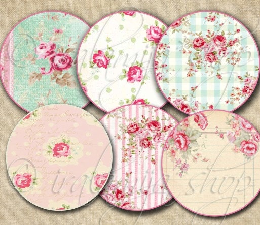 SHABBY CIRCLES  Collage Digital Images -printable download file-