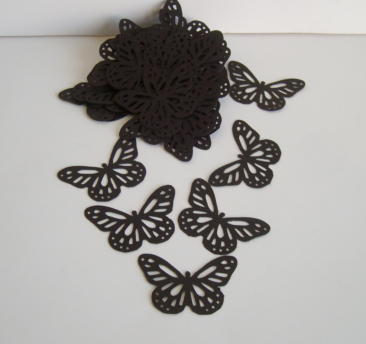 50 Monarch butterflies, black butterflies, die cut, wedding party decoration, butterfly confetti, scrapbook embellishment