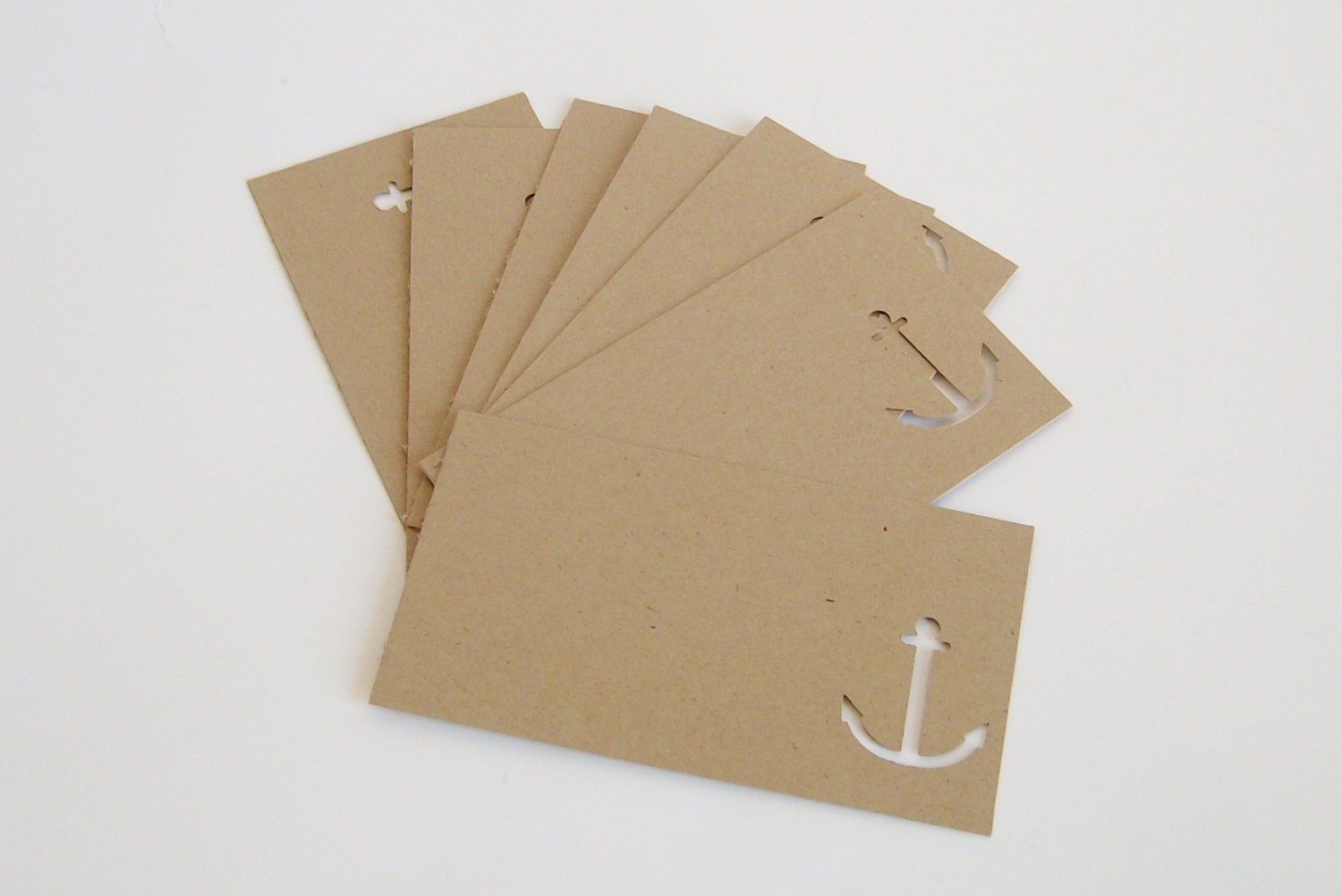 100 Blank kraft business cards with a anchor cut out