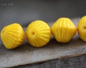 GROOVY LEMONS .. NEW Picasso Czech Bicone Beads (3417-6)