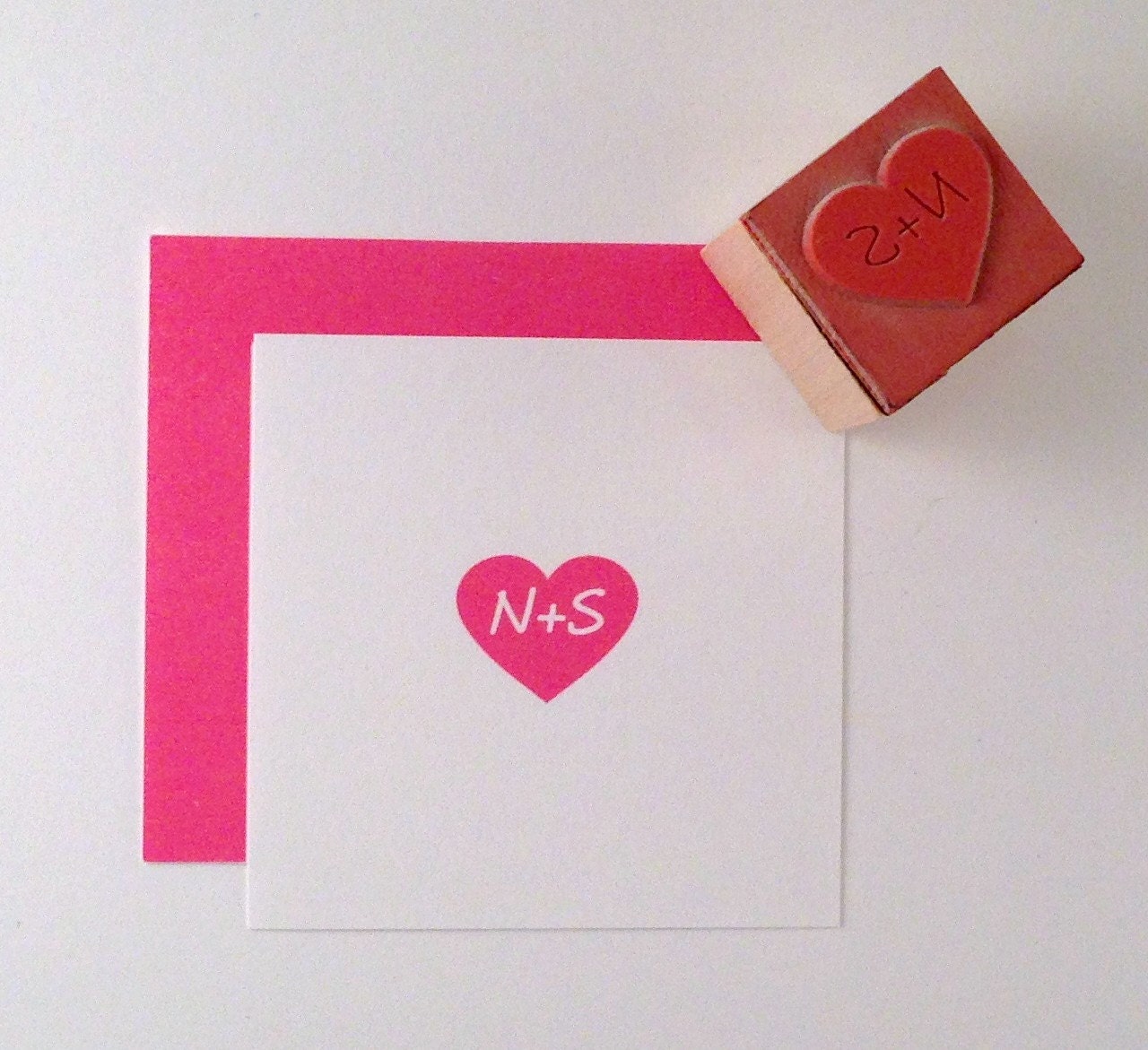 Mini Heart with Initials rubber stamp
