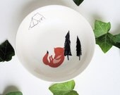 Bowl - Sleeping fox with pine trees