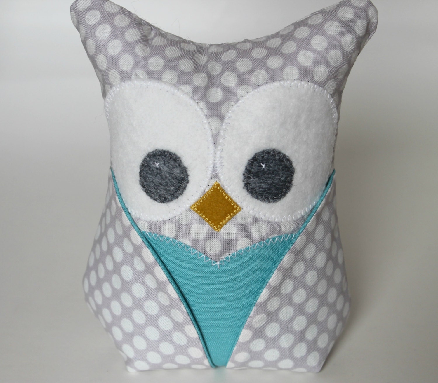 Owl Bookend  Paperweight doorstop  turquoise and grey